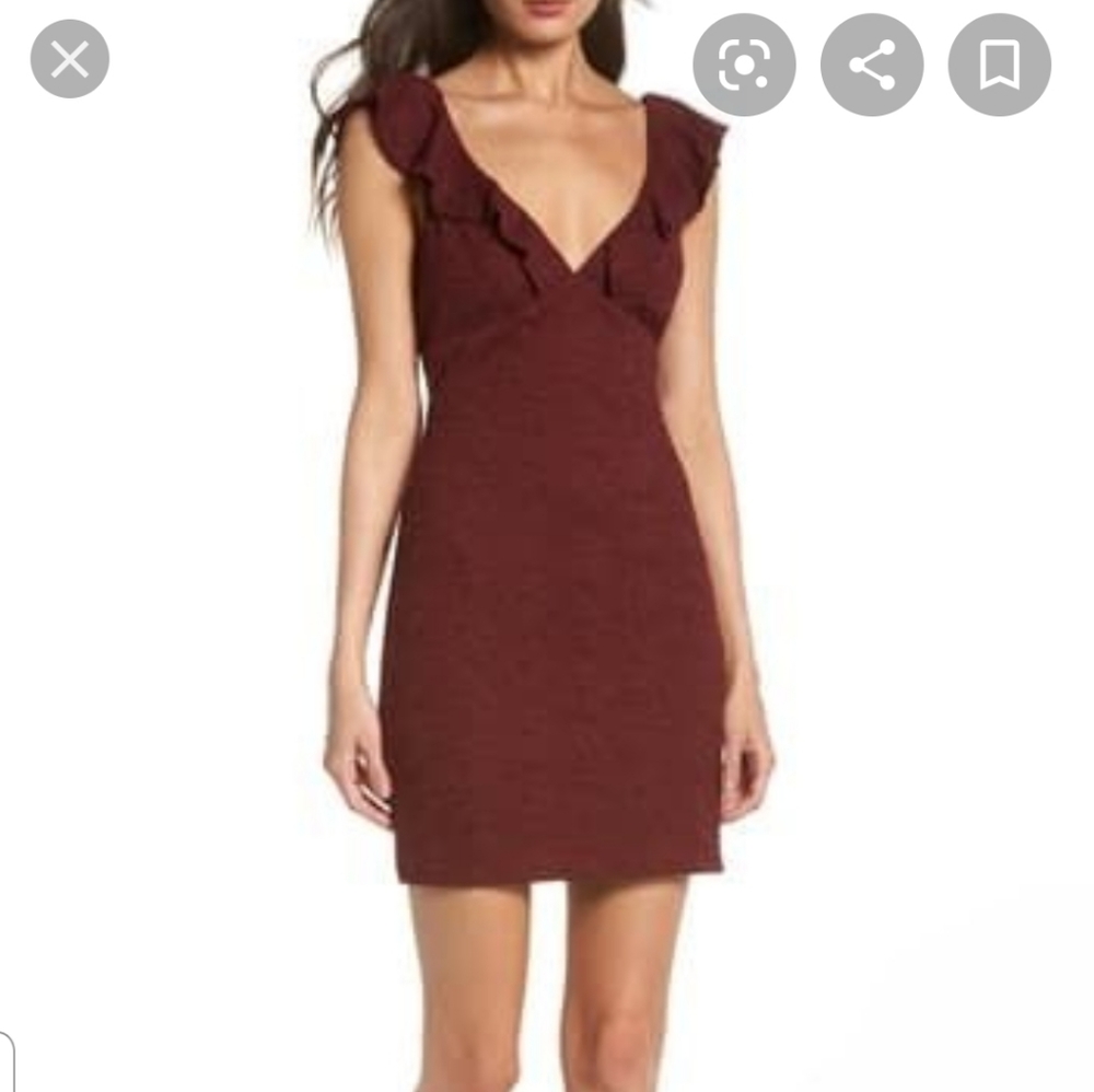 Lulu's Ruffle Neck Lace Midi Dress - Picture 1 of 4